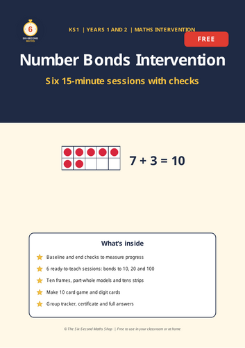 FREE KS1 Number Bonds Intervention Pack - Year 1 and Year 2 Maths ...