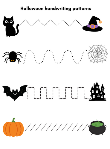 Halloween Pattern Tracing Worksheet | Handwriting and Pencil Control ...