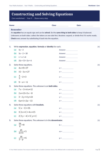 Solving Equations Escape Room | Full Lesson & Worksheets – Year 9 KS3 ...