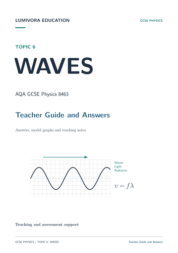 AQA GCSE Physics Waves Revision Workbook & Answers | Topic 6 | Teaching ...