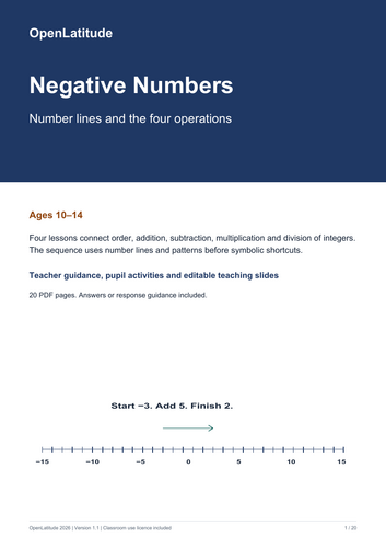 Negative Numbers | Four Operations Lessons, Worksheets and Worked ...