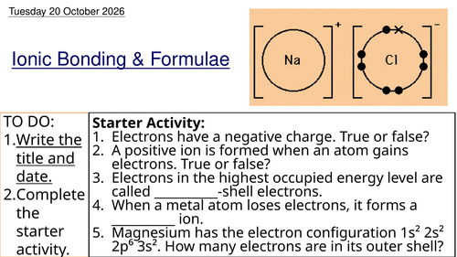 L7 Ionic Bonding & Formulae (Unit 1 Chemistry BTEC Applied Science ...