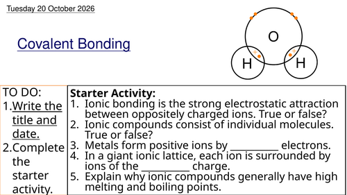 L8 Covalent Bonding (Unit 1 Chemistry BTEC Applied Science) | Teaching ...