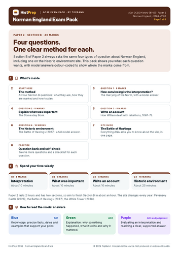 Norman England Exam Pack (AQA) | Teaching Resources