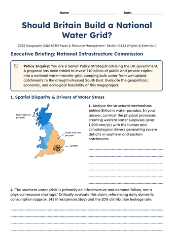 GCSE Geography | Should Britain Build a National Water Grid? | AQA ...