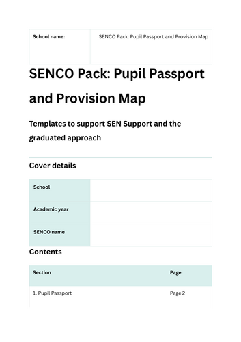 SENCO Pack: Editable Pupil Passport & APDR | Teaching Resources