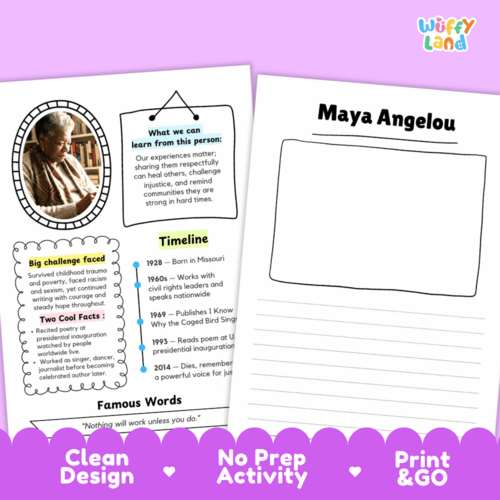 Maya Angelou Research Project | Biography Worksheets & Famous People ...