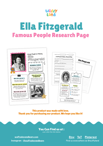 Ella Fitzgerald Research Project | Famous People Biography Worksheets ...