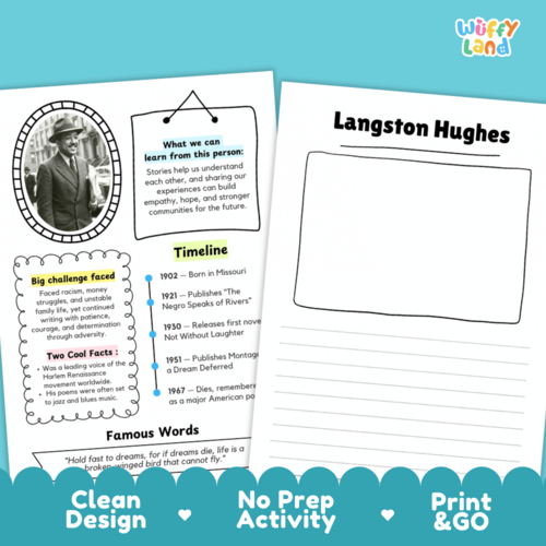 Langston Hughes Research Project | Biography Worksheets & Black History ...