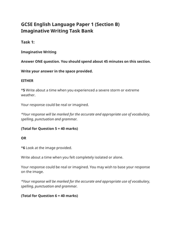 Edexcel English Language GCSE: Imaginative Writing tasks and exemplars ...