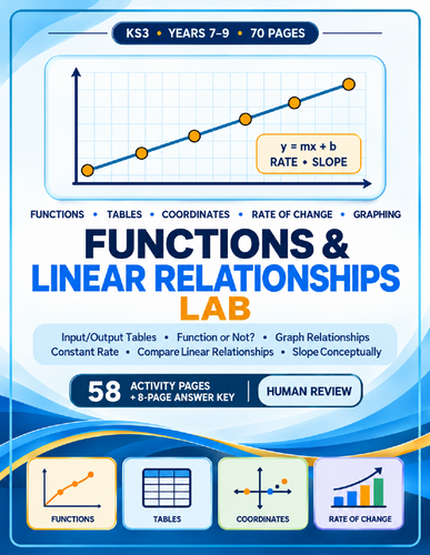 Functions & Linear Relationships Lab KS3 Years 7–9 70-Page Maths ...