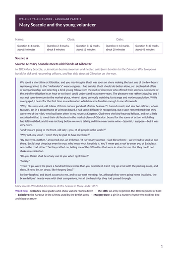 Language Paper 2 walking talking mock: Mary Seacole and a modern ...