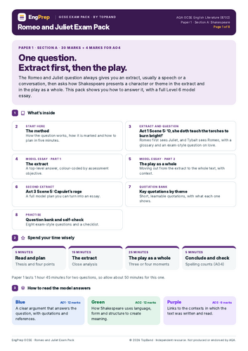 Romeo and Juliet Exam Pack (AQA GCSE) | Teaching Resources