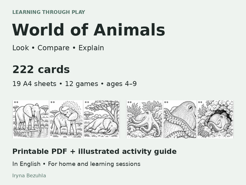 Animal Picture Cards & Games | 222 Printable Cards for Speaking ...