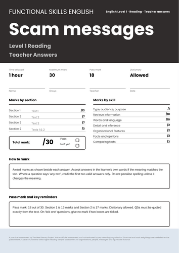 Functional Skills English Level 1 Practice Papers: Reading and Writing ...