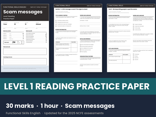 Functional Skills English Level 1 Practice Papers: Reading and Writing ...