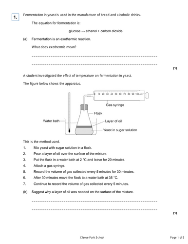 Respiration revision GCSE Combined Science AQA | Teaching Resources
