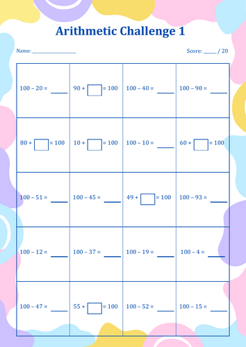 Year 2 Arithmetic Challenge Worksheets – Pack of 10 with Answers | KS1 ...
