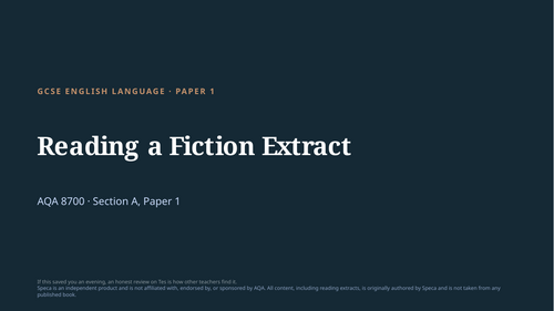 Paper 1 Reading (fiction extract): complete AQA GCSE English Language ...