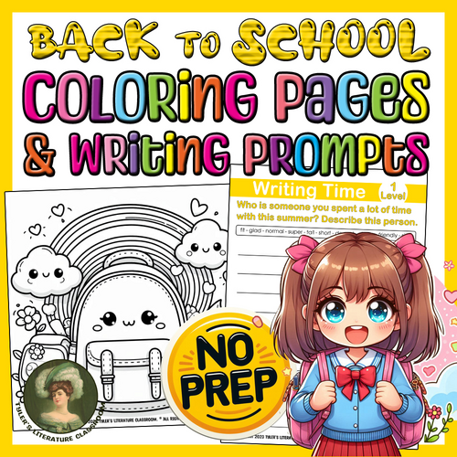 Back to School Coloring Pages and Writing Prompts Sub Plan for 3rd 4th ...