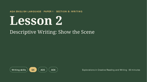 AQA GCSE English Language Paper 1 Question 5 Lesson: Descriptive ...
