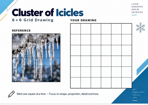 Cluster of Icicles Grid Drawing Worksheet | Winter Art Activity | KS3 ...