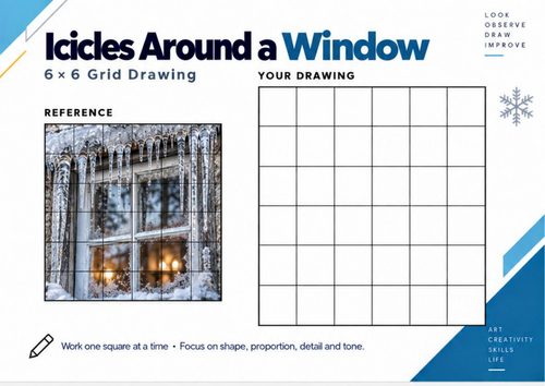 Icicles Around a Window Grid Drawing Worksheet | Winter Architecture ...