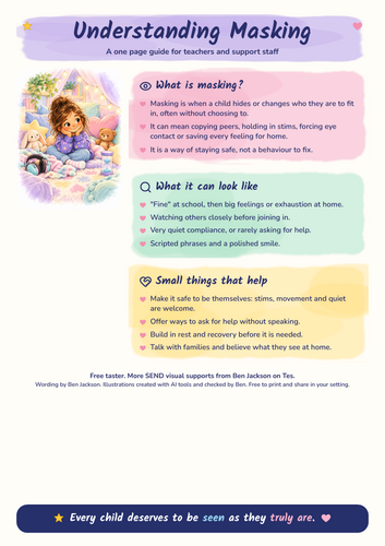 FREE Understanding Masking One-Page Guide for Teachers, Autism, ADHD ...