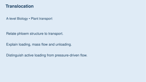 AQA A-Level Biology: Translocation and Mass Flow – PowerPoint with ...