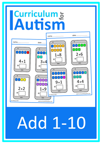 Addition 1-10 Worksheets with Visuals Autism SEND | Teaching Resources