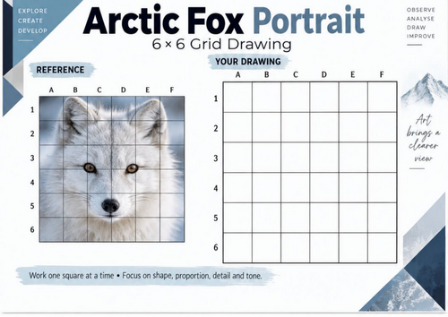 Arctic Animals Grid Drawing Worksheets | 20 Wildlife Art Activities ...