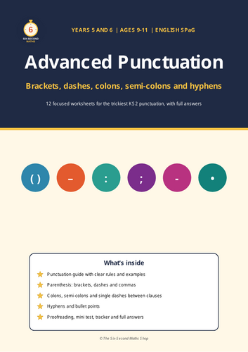 Year 5 and 6 Advanced Punctuation Worksheets - Brackets, Dashes, Colons ...