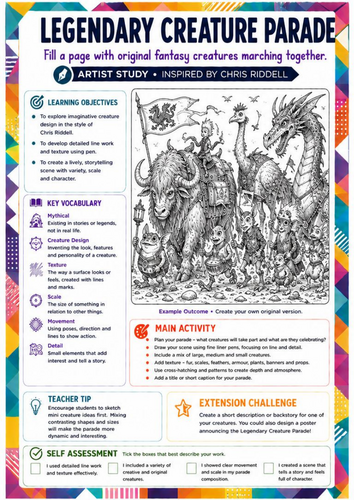 Chris Riddell Inspired Art Worksheet | Legendary Creature Parade ...