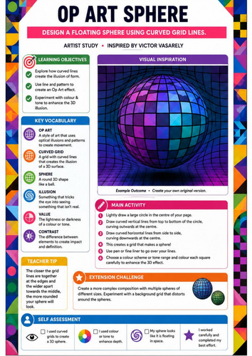 Op Art Sphere Drawing | Victor Vasarely Inspired Optical Illusion ...