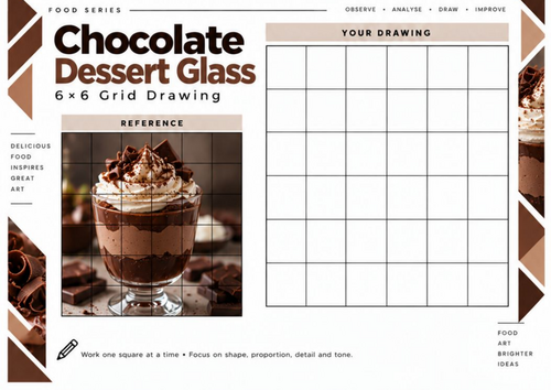 Chocolate Dessert Glass Grid Drawing Worksheet | 6x6 Art Activity | KS3 ...