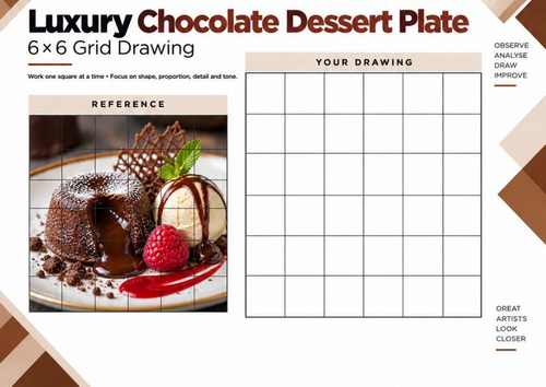 Luxury Chocolate Dessert Plate | 6x6 Grid Drawing Worksheet | KS3 KS4 ...