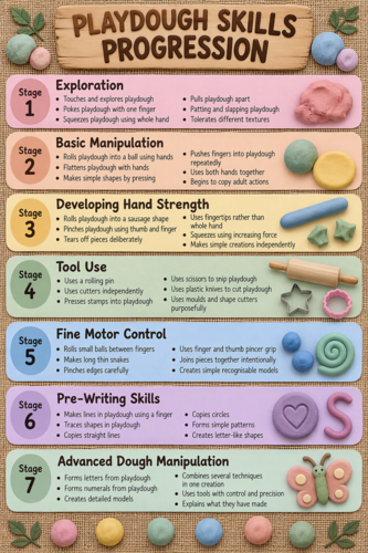 Playdough Skills Progression Poster | EYFS Fine Motor Development Chart ...