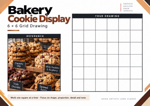 Bakery Cookie Display Grid Drawing Worksheet | Food Art & Texture | KS3 ...