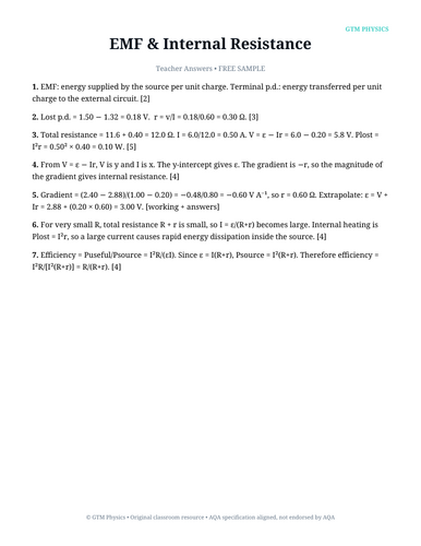 AQA A-Level Physics: EMF & Internal Resistance | Complete FREE Sample ...