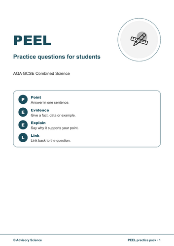 AQA GCSE Science 6 Mark Questions: PEEL Practice Pack with Model ...