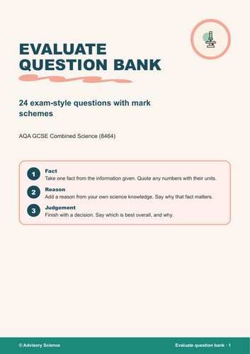 GCSE Science Evaluate Questions: 24 AQA Exam-Style Questions with Mark ...