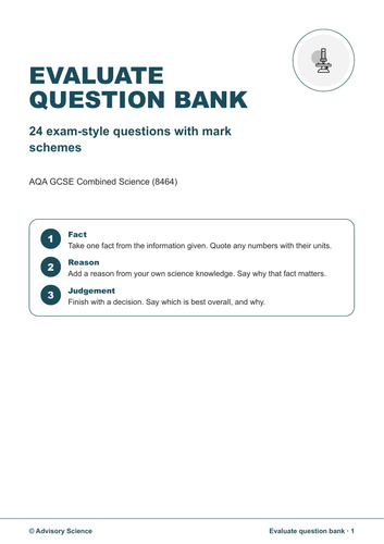 GCSE Science Evaluate Questions: 24 AQA Exam-Style Questions with Mark ...
