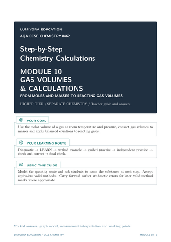 AQA GCSE Chemistry Gas Volume Calculations Workbook & Answers | Higher ...
