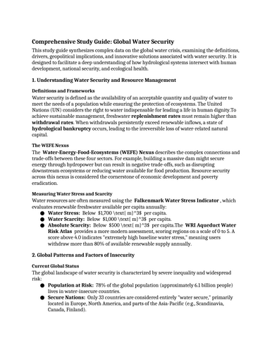 Cambridge International A Level Geography 9696 — 5.2.3 Water Security ...