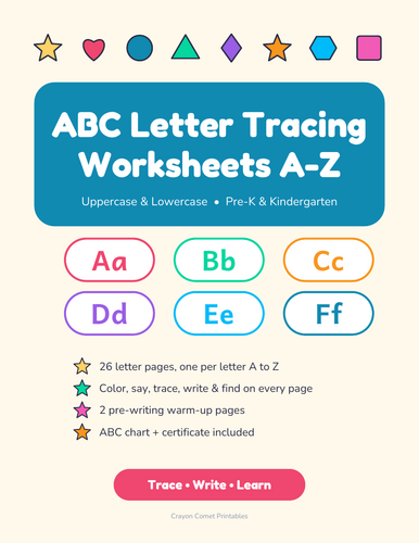 ABC Letter Tracing Worksheets A-Z | Alphabet Handwriting | Teaching ...
