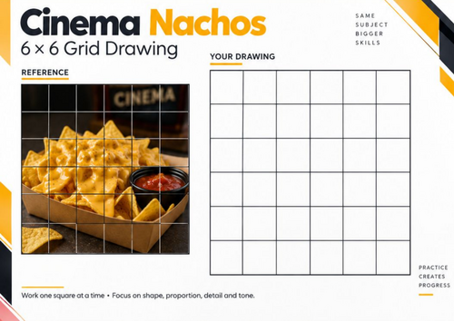 Cinema Nachos Grid Drawing Worksheet | Food Photography Observational ...