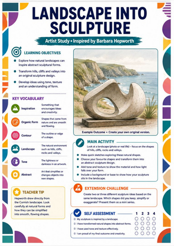 Barbara Hepworth Landscape into Sculpture Worksheet | KS3 Art | Nature ...