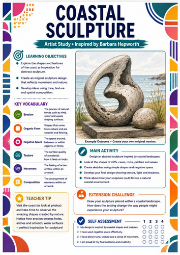Barbara Hepworth Coastal Sculpture Worksheet | KS3 Art | Natural Forms ...