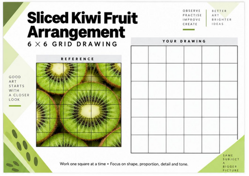Kiwi Fruit Grid Drawing Worksheet | Fruit Texture and Pattern ...