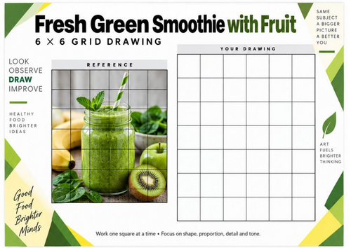 Green Smoothie Grid Drawing Worksheet | Healthy Drinks Observational ...